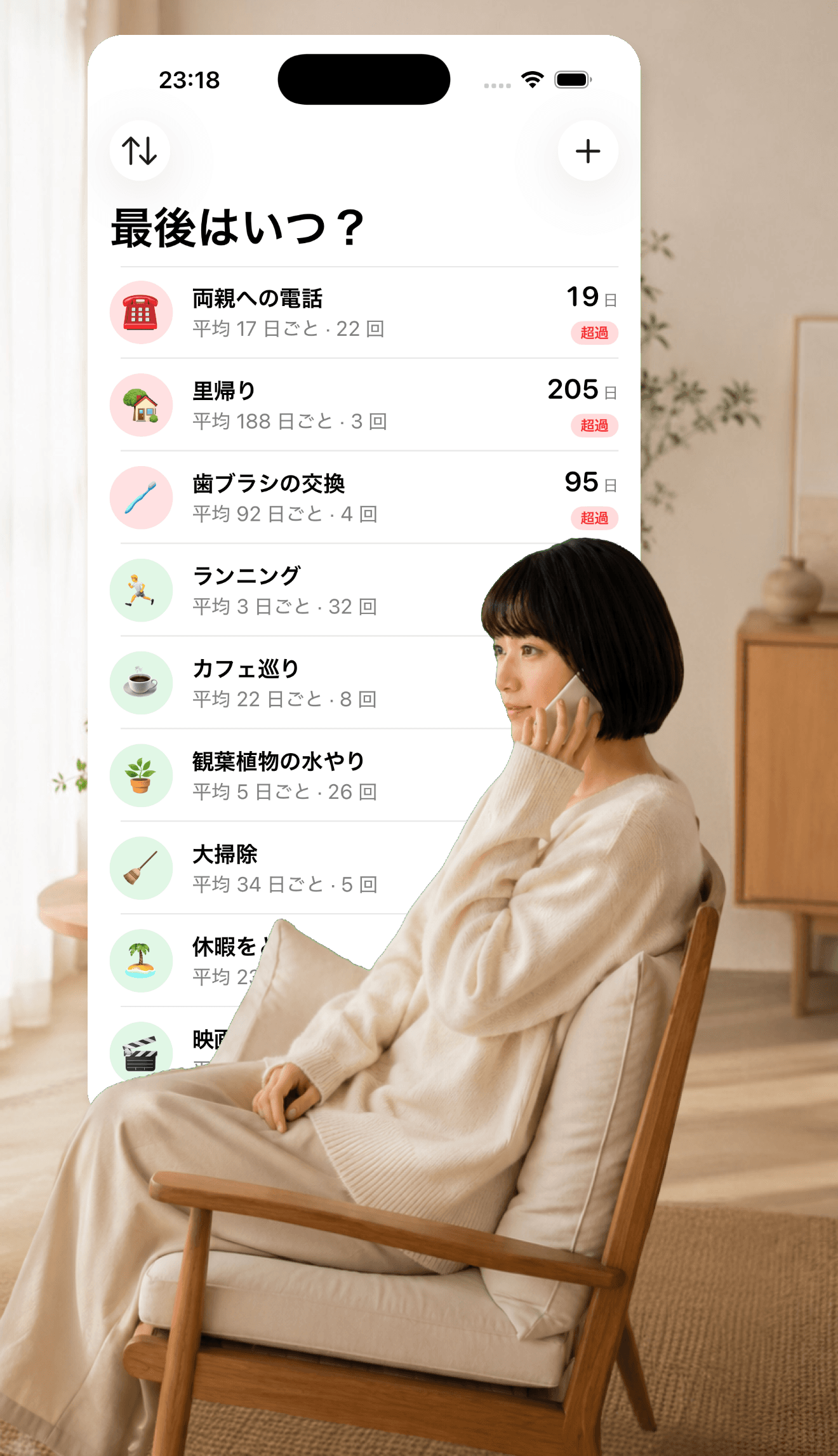「最後はいつ？」の一覧画面